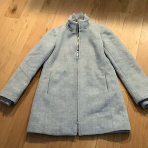 J. Crew Light Gray High-Collar Trench Coat
